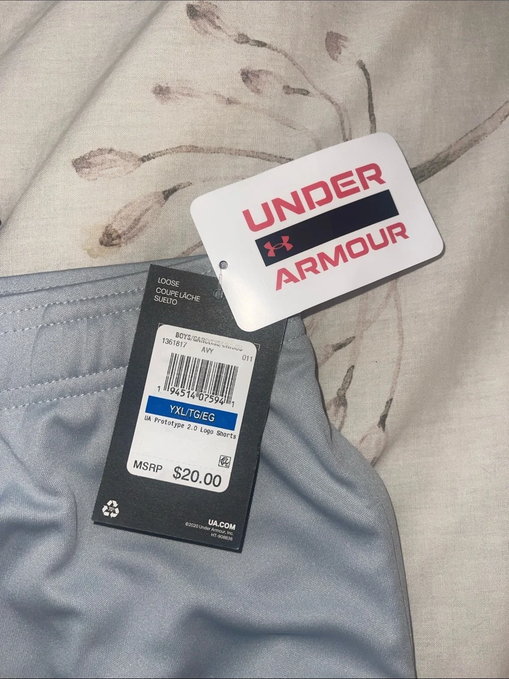 Under Armour Light Gray Boy’s Performance Training Shorts with Black Logo